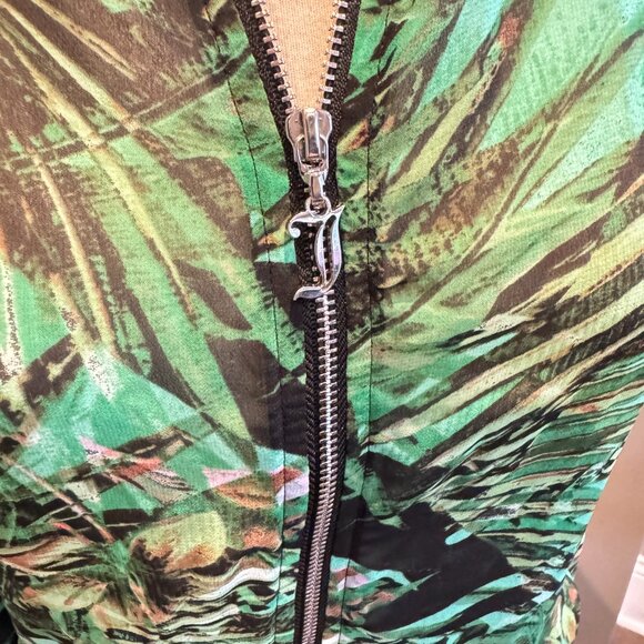 Juicy Couture Sheer Tropical Palm Tree Leaf Bomber Jacket - Picture 8 of 11